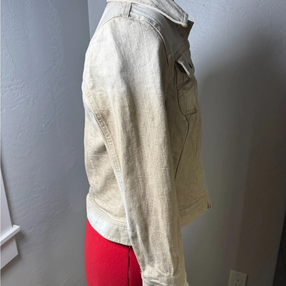 LRL Lauren Jeans Co Cream Denim Trucker Jean Jacket Size S - Picture 5 of 10